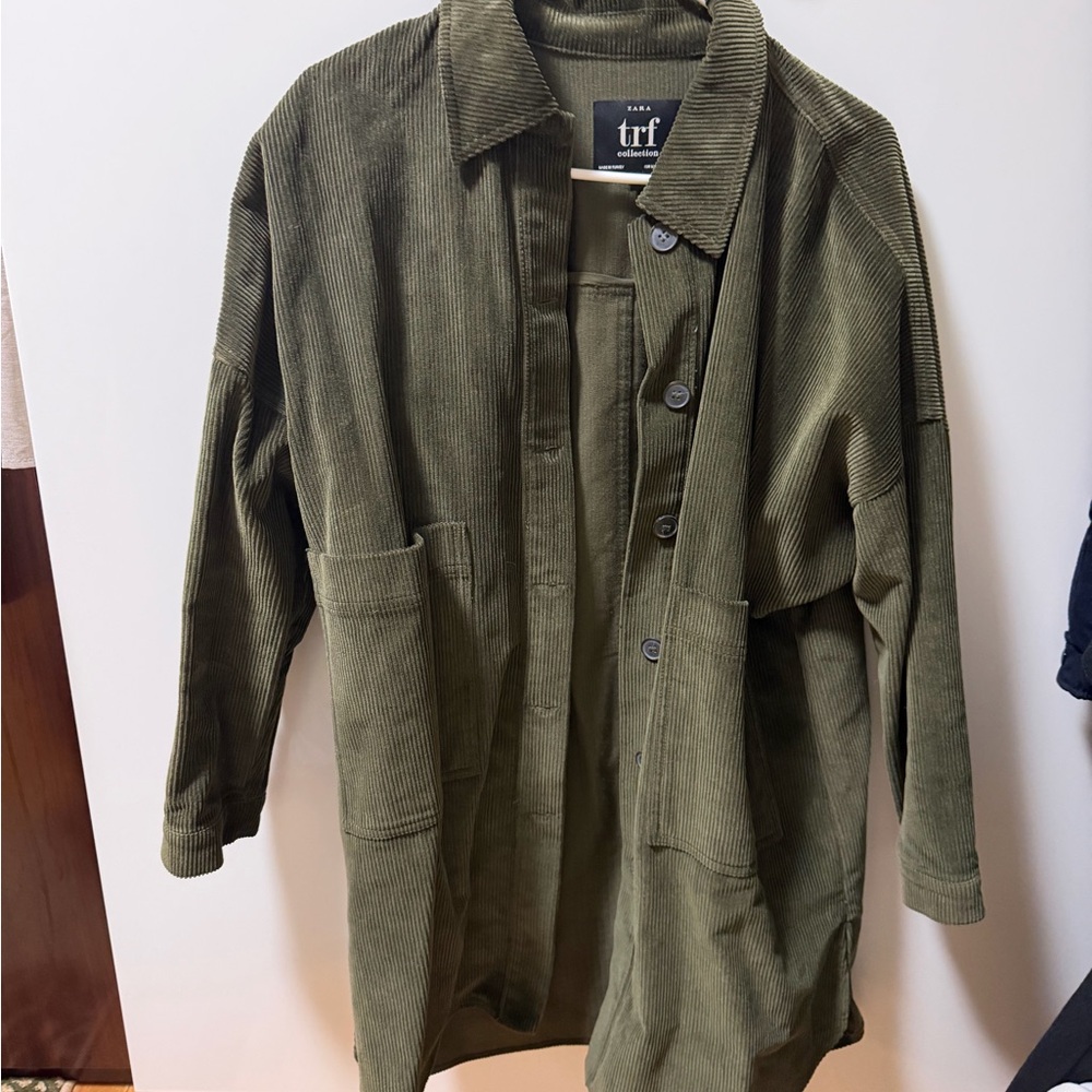 Zara Womens Military Green Corduroy Jacket